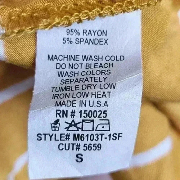 Emory Park Mustard Yellow Stripped Sleeveless Button Down String Tie Bottom Sz S - Picture 5 of 5